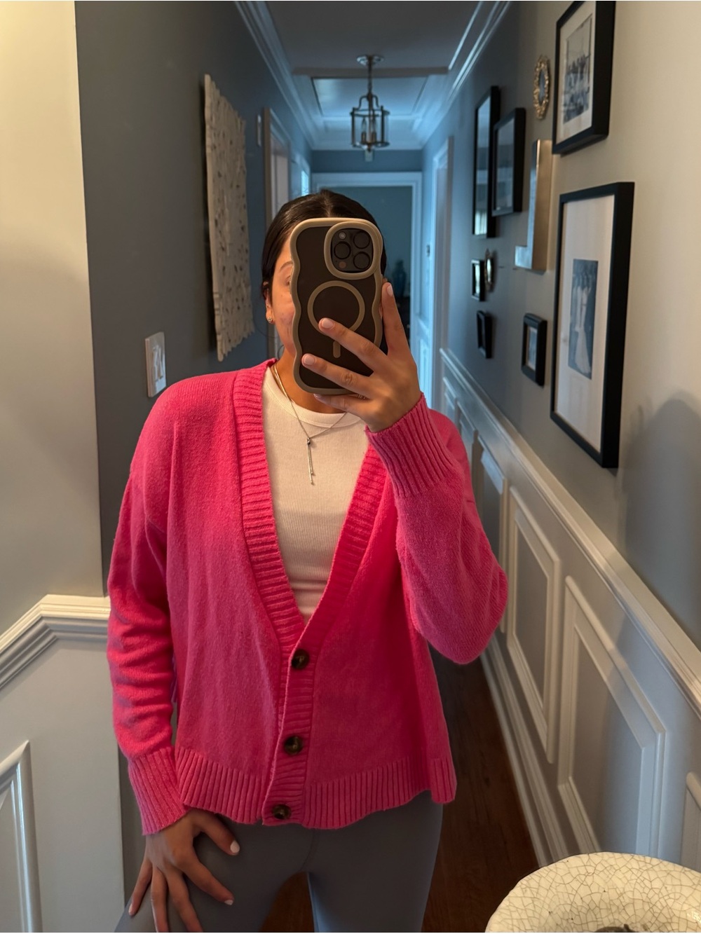 Target Hot Pink V-Neck Button Cardigan